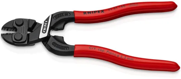 Knipex KNIPEX CoBolt® S Coupe-boulons compact avec encoche dans la lame, noir atramenté, recouvert de plastique 160 mm